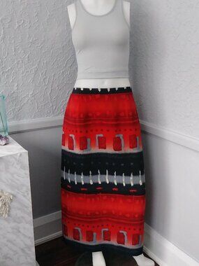 Vintage Long Red Skirt by Bantry Bay by Leboff